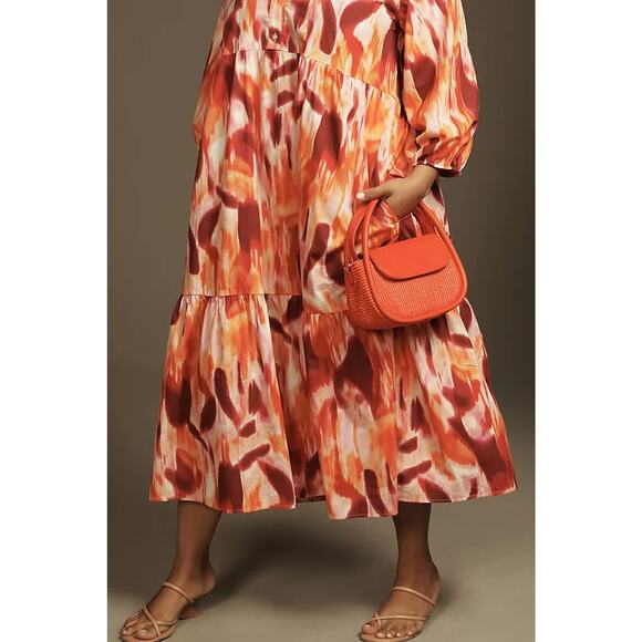 nwt ANTHROPOLOGIE MAEVE sz 3X The Bettina shirt dress in dark orange motif - Picture 2 of 5